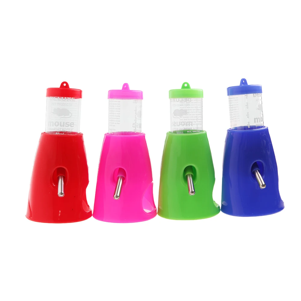 

2 in 1 Hamster Water Bottle Holder 80ML Dispenser With Base Hut Small Pet Nest