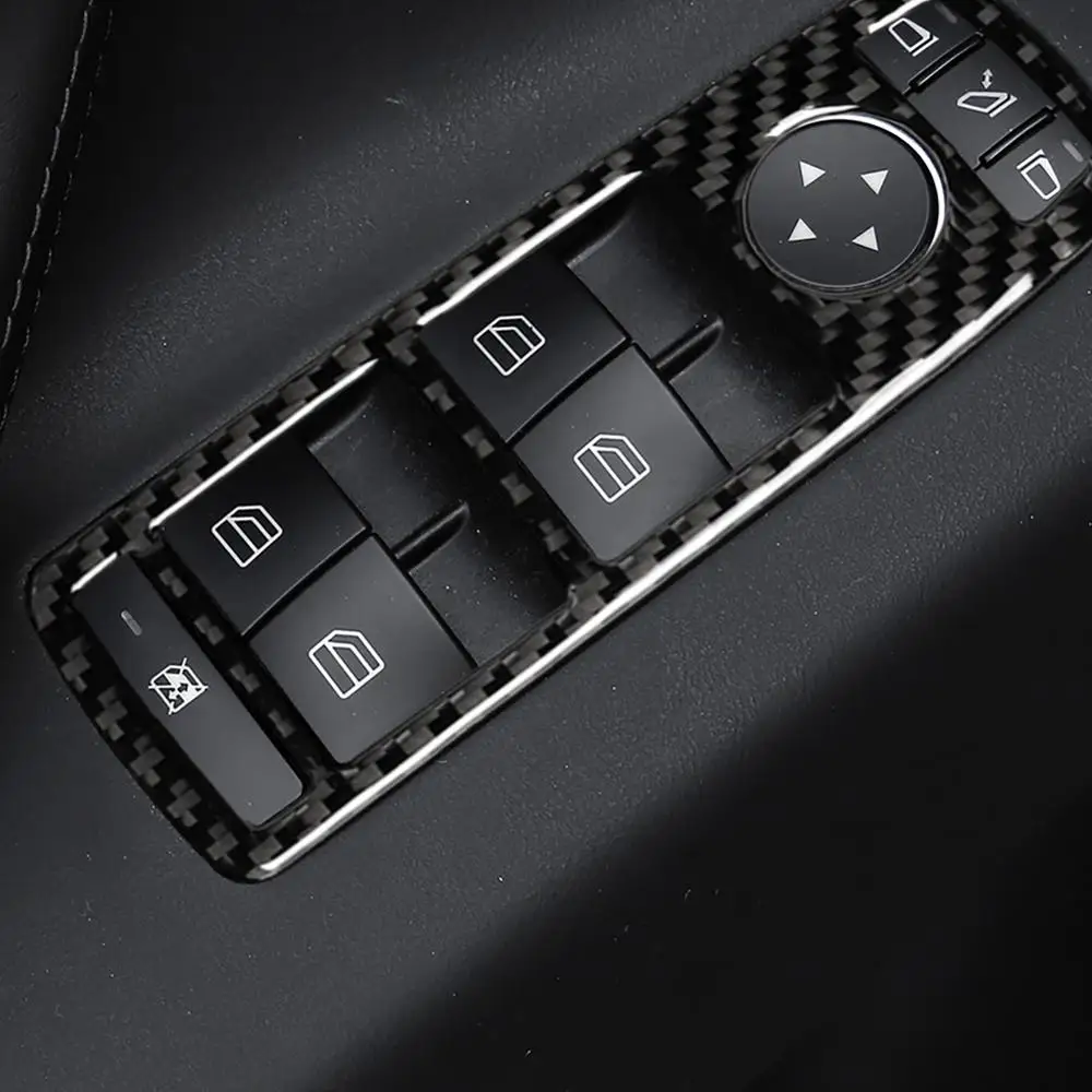 

For Tesla Model X 2014-2019 Car Window Switch Trim 4pcs Carbon Fiber Auto Styling Stickers Auto Window Switch Lift Panel Button