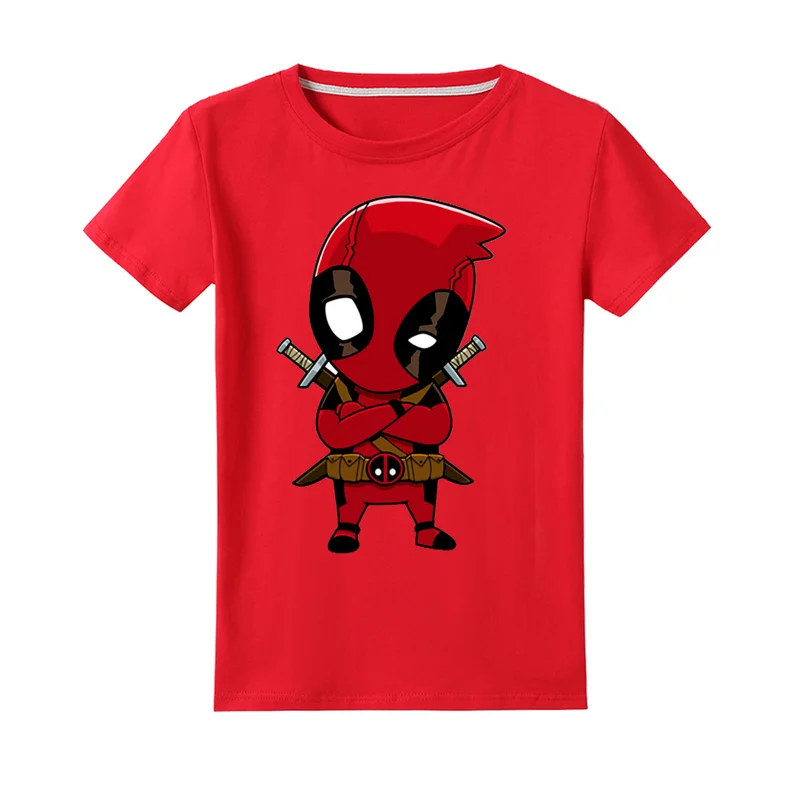Летние Детские Забавные футболки для мальчиков с рисунком Дэдпула; Детские футболки с короткими рукавами; топы для девочек; одежда на День Благодарения