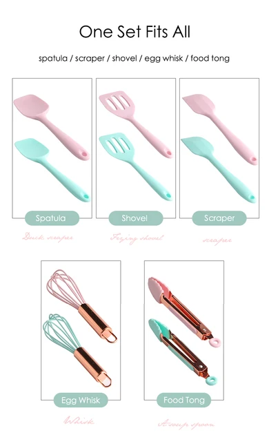 Kitchen Set Kit Silicone Cooking Utensils  Kit Silicone Kitchen Rose Gold  - 5pcs - Aliexpress