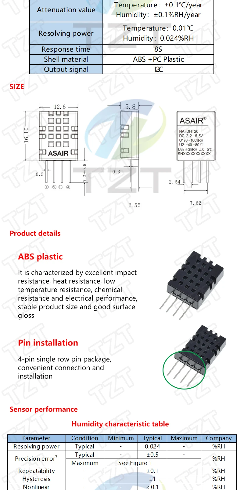 Digital Temperature Sensor / Humidity Sensor DHT11 DHT22 AM2302 AM2301 ...