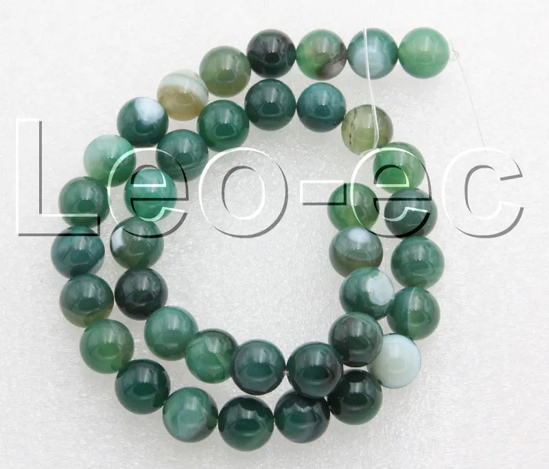 

Natural 10mm Round Green Striped Agates Loose Strand For Jewelry Making 15" V1313