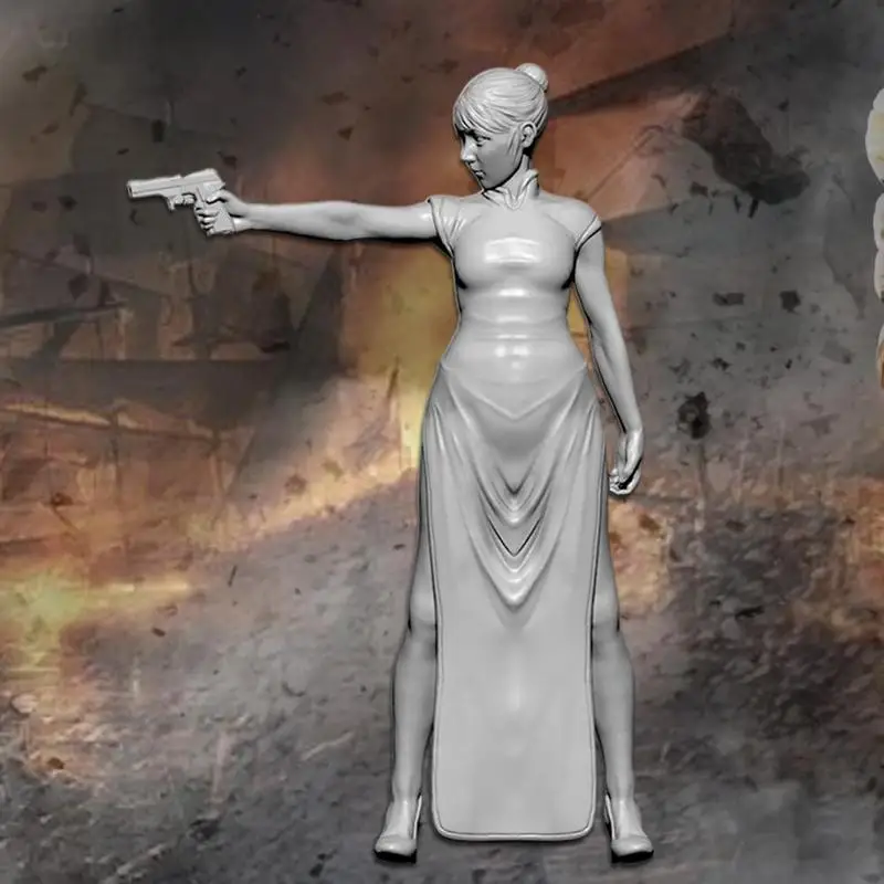 1/35 50 мм наборы полимерных моделей игрушки Cheongsam женский убийца белая модель солдат детская креативная игрушка TD-202001