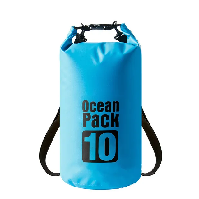 2L-30L Bucket Outdoors Waterproof Backpack Bag  Portable Rafting Diving Dry Bag Sack PVC Swimming Bags for River Trekking blue