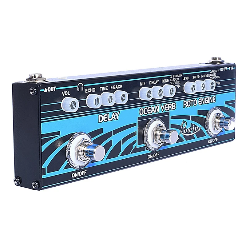 

XSXS--Rowin DAP-3 Guitar Multi Effects Pedal 3 In1 Delay + Roto Engine + Ocean Verb Aluminum Alloy Shell with True Bypass Functi