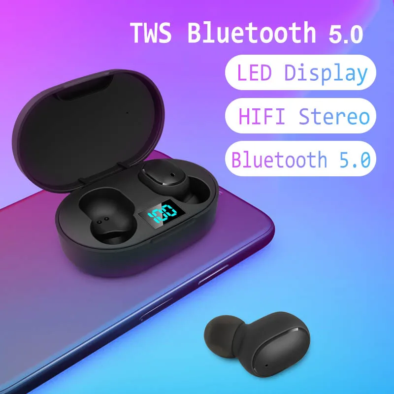 BEESCLOVER E6S TWS Беспроводные Bluetooth 5 0 наушники 6D стерео LED дисплей IPX5 Водонепроницаемый