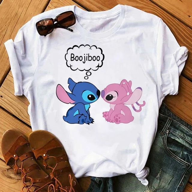 Kawaii Disney Cartoon Stitch T Shirt Men/Women Ohana Lilo Stitch Graphic Tees  Anime Summer Tops Harajuku T-shirt Female 61919