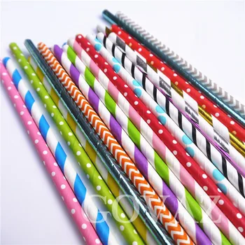 

Free Shipping promotion 12500pcs colors Chevron Striped and Polka Dot Drinking Paper Straw Wholesale Colorful Paper Straws
