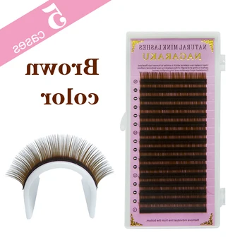 

NAGARAKU 5 Trays Brown Color Eyelash Extensions Individual Lashes Premium Mink High Quality Soft and natural B C D