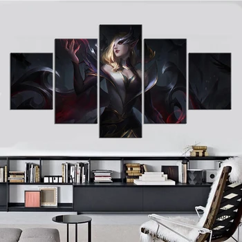

5pcs Coven Morgana League of Legends Mage Picture Oil Painting Games Art Wall Decor Paintings Creative Birthday Gifts-NO Frame