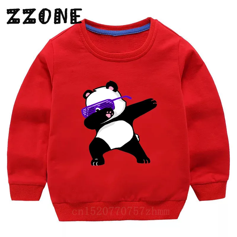 Детские толстовки с капюшоном Детский пуловер с рисунком животных, единорога, кота, свитшоты с пандой для малышей топы для девочек и мальчиков, осенняя одежда KYT2081 - Цвет: 2081K-Red-