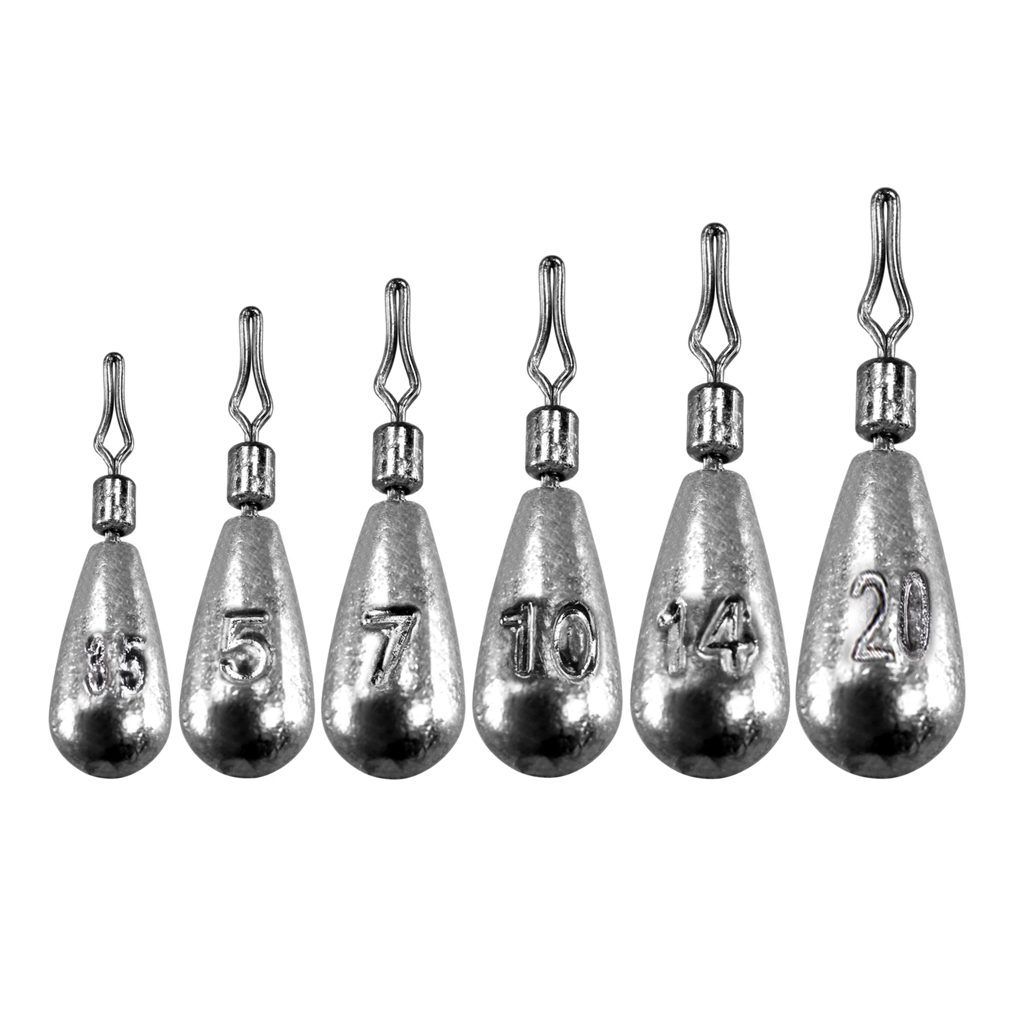 

10pcs/lot 3.5g 5g 7g 10g 14g 20g Fishing Lead Sinkers Tear Drop Shot Weights For Fishing