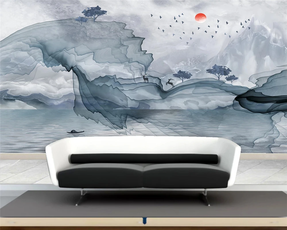 beibehang Custom modern new Chinese style abstract landscape marble marble living room background decorative painting wallpaper