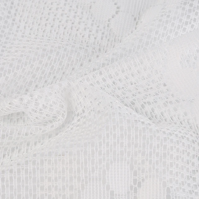 1Pc 120X105Cm Európai Fehér Áttetsző Kávéfüggöny Láncú Kötött Függönyök Konyhai Tüll Csipke Puszta Jacquard Hálószoba - Image 5