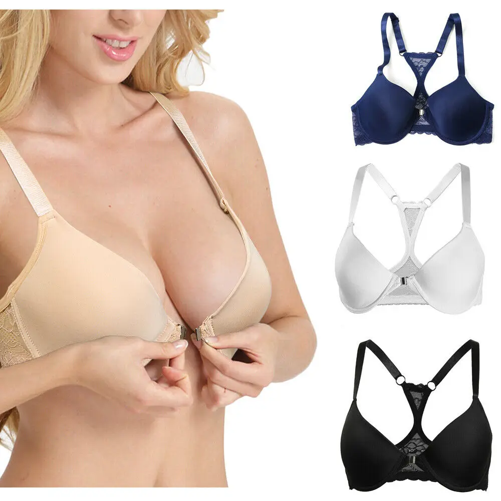 

Vgplay Fashion Front Closure Women Bra Push Up Bras for Women Front Hook Underwire Lace Back Lingerie Racerback A B C D DD Cup