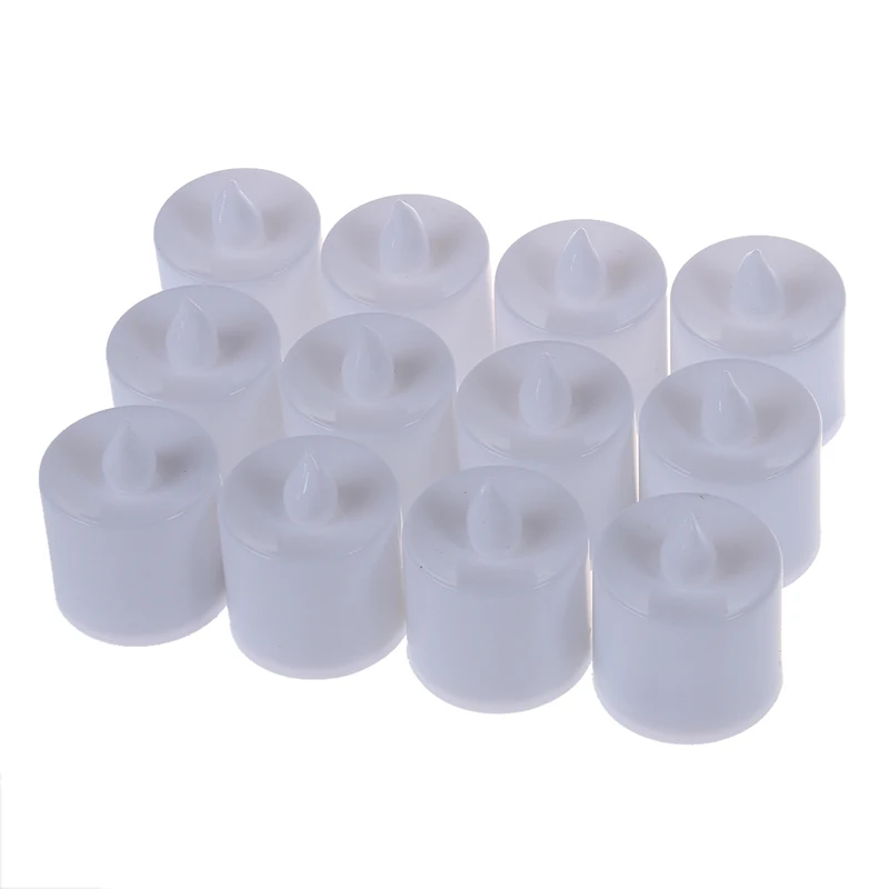 

Set of 12 LED Flickering Candles Flameless Tea Light Battery Operated Flicker Candles Wedding Red Light