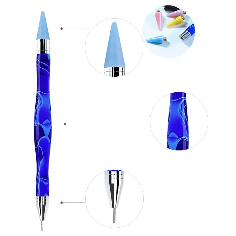 Gourd Handle Nail Art Dotting Pen Dual Crayon Wax Drill Head Steel Pipe Picking Rhinestones Gems Nails Accessories Tool Manicure 3