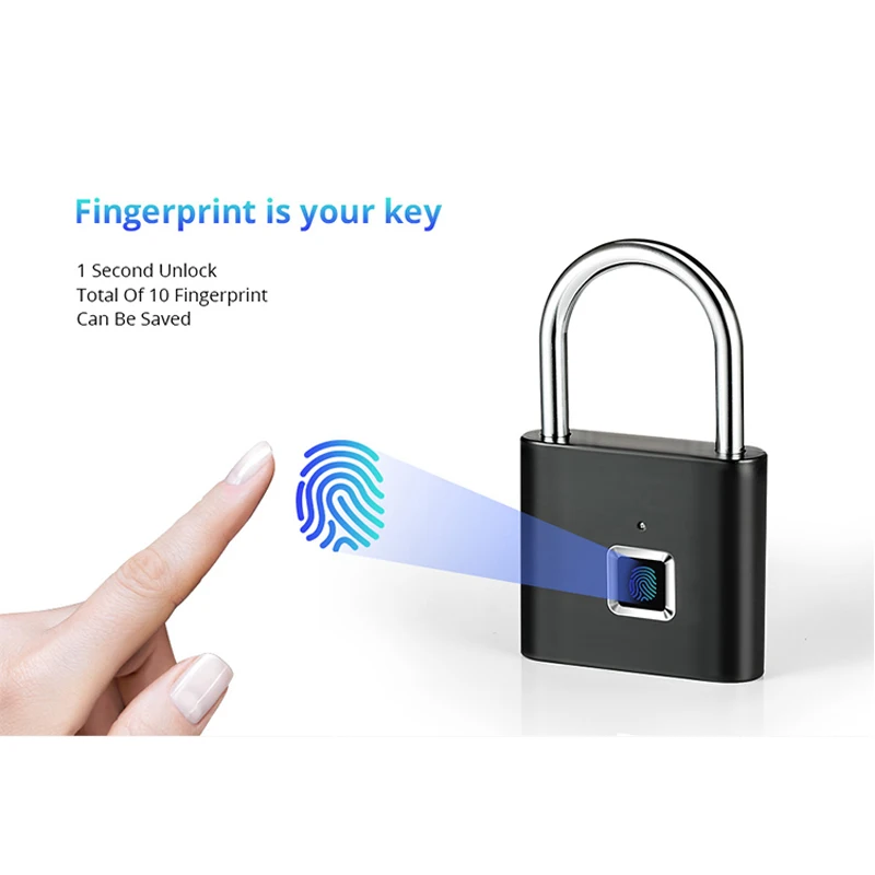 USB Rechargeable Fingerprint Padlock Smart Fingerprint Lock Quick Unlock Zinc Alloy Metal Self Developing Chip for Door Luggage USB Rechargeable Fingerprint Padlock Smart Fingerprint Lock Quick Unlock Zinc Alloy Metal Self Developing Chip for Door Luggage