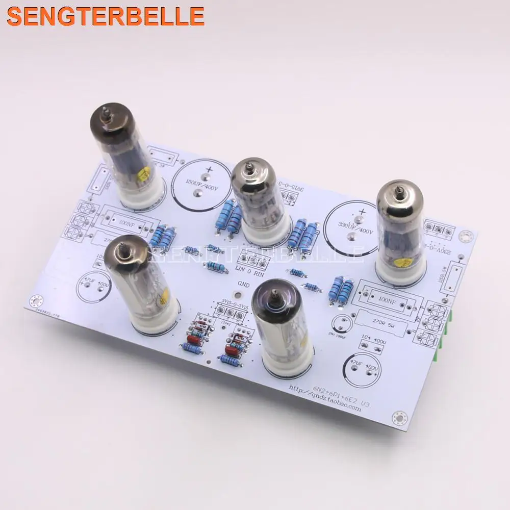 6N2/6N1 6P1 3W*2 stereo power amplifier finished board contains electronic tube amplifier board With 6E2 level indication