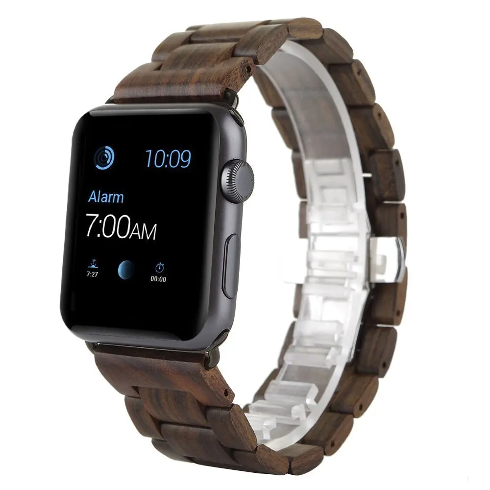 Деревянный браслет для apple watch 5 4 полоса 44 мм 40 Высокое качество из цельного дерева