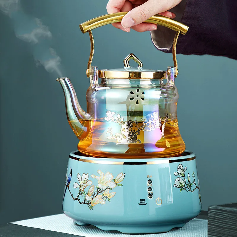220V 1500w Automatic Insulation Electric ceramic heaters Tea stove boiler 850ml teapot Borosilicate glass three gears two filter