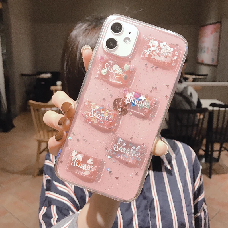 Abmos Epoxy glitter candy phone Case For iPhone 6 6s 7 8 Plus for 11 Pro Max X XS Creative protective cover |