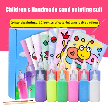 

Children Educational With Tools Early Learning Cute Cartoon Doodle Art Colorful Sand Painting Set Kindergarten Drawing Toys
