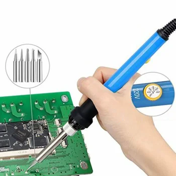 

Electric Soldering Iron Solder Station Adjustable Temperature Solder Control Iron Plated Tip Welding Repair Tools
