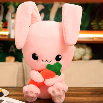

Super soft pinkbare plusf toys cute elastic material plush long ear greybare with a cute carrot lovely dolls for chidren party