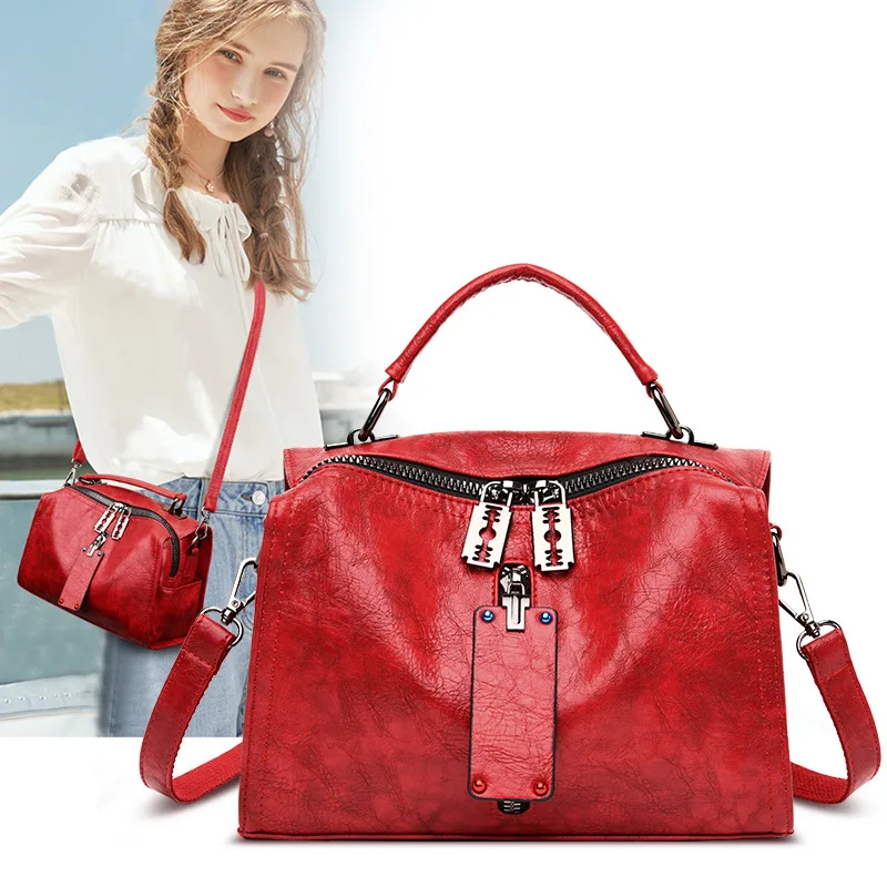 

2019 New Style WOMEN'S Leather Bags European And American Style Western Style Pillow Shoulder Backpack Versatile Cowhide Handbag