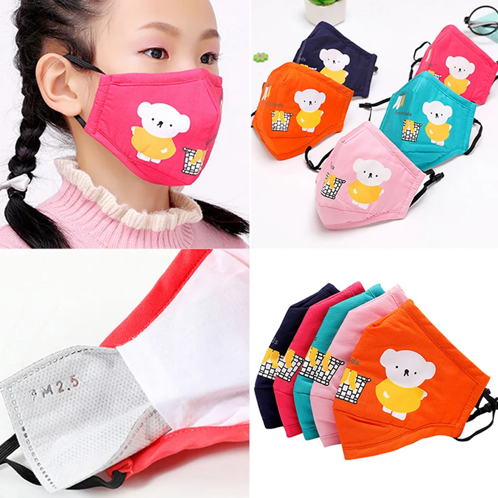 1Pcs PM2.5 Children Mouth Mask Respirator Cartoon Panda Thicken Smog Mask Warm Dust Mask Fits 2-10 Years Old Kids 4