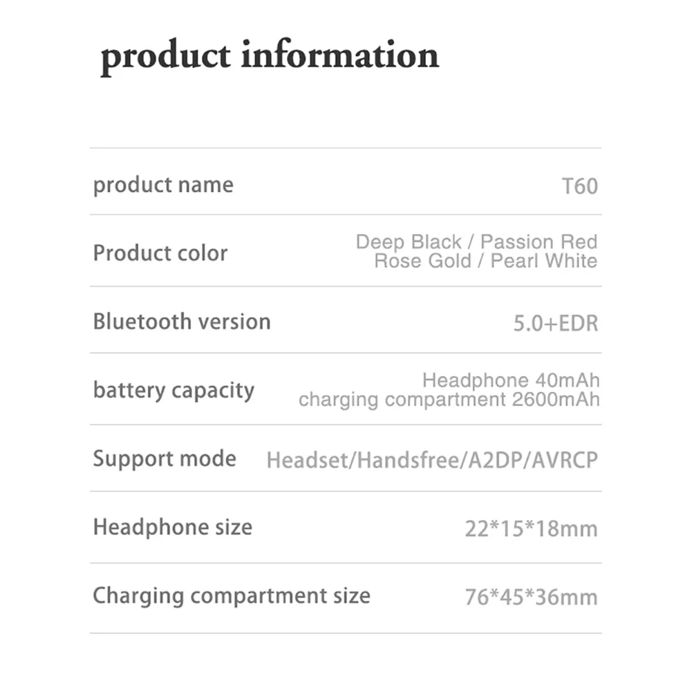 T60 портативный ABS Bluetooth V5.0 наушники-вкладыши IPX6 жизнь водонепроницаемый Спорт Беспроводные наушники с цифровым дисплеем зарядная коробка
