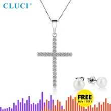CLUCI 925 серебро Циркон инкрустация крест кулон горячие женские аксессуары Религиозные ювелирные изделия подарок подвески