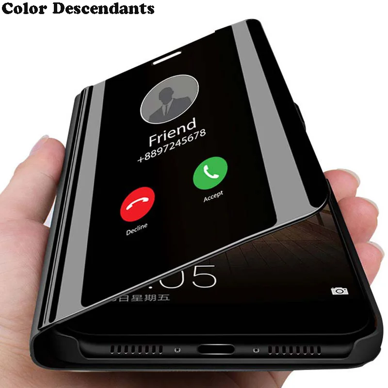 Luxury Mirror View Smart Flip Case For Oppo Realme 5S Realme5 5 S RMX1925 fundas original Magnetic on shell Leather Phone Cover | Мобильные
