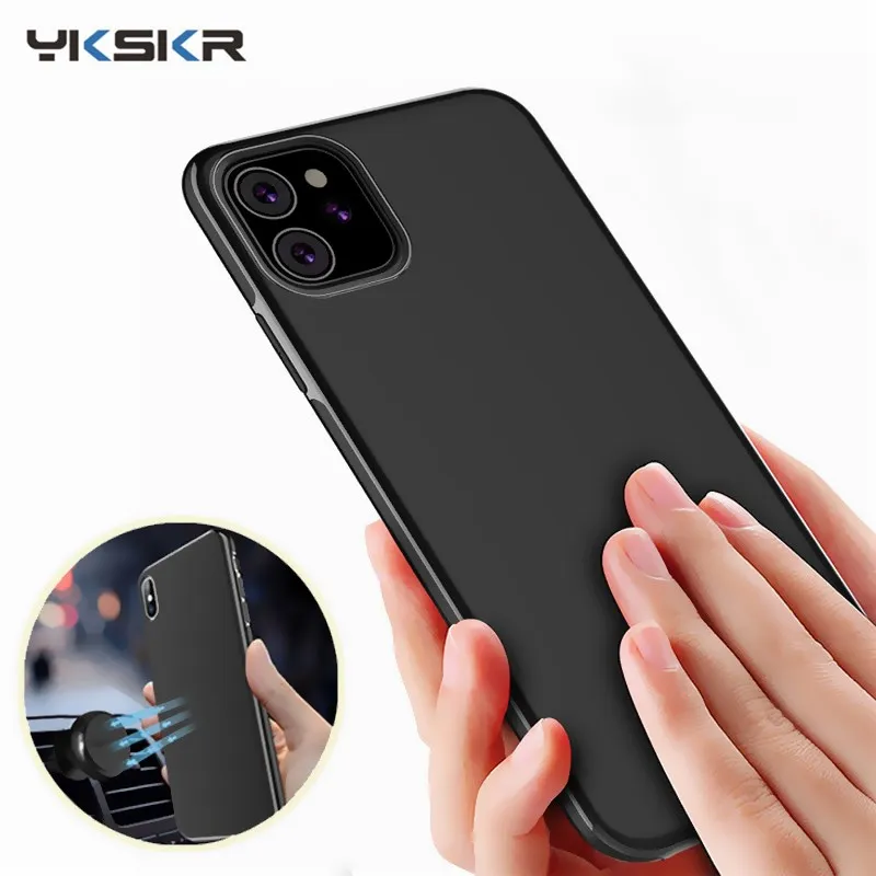 Ультратонкий автомобильный Магнитный чехол для телефона iPhone 11, 6, 6 S, 7, 8 Plus, XS MAX, XR, роскошный мягкий ТПУ противоударный чехол, невидимый металлический лист