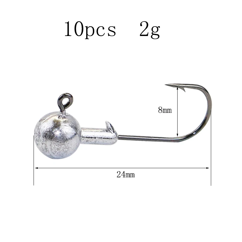 2g 10Pcs AI-SHOUYU Крючки из углеродистой стали, 1 г, 2 г, 3,5 г, 5 г, 7 г, 10 г, 14 г, 20 г, колючий крючок, свинцовые рыболовные крючки - Цвет: 2g 10Pcs