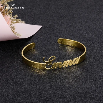 

Customized Name Charm Adjustable Bracelet Personalized Letter Name Bangles for Women Couple Mom Lovers Gifts Statement Jewelry