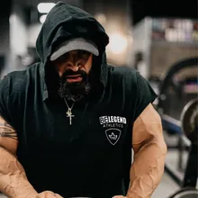 Мужской спортивный жилет в новом стиле для занятий фитнесом, Осенний приталенный тренировочный пуловер с капюшоном без рукавов для бега