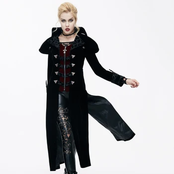 

Devil Fashion Women Gothic Palace Bodycon Slim Jackets Steampunk V-Neck Casual Long Coats