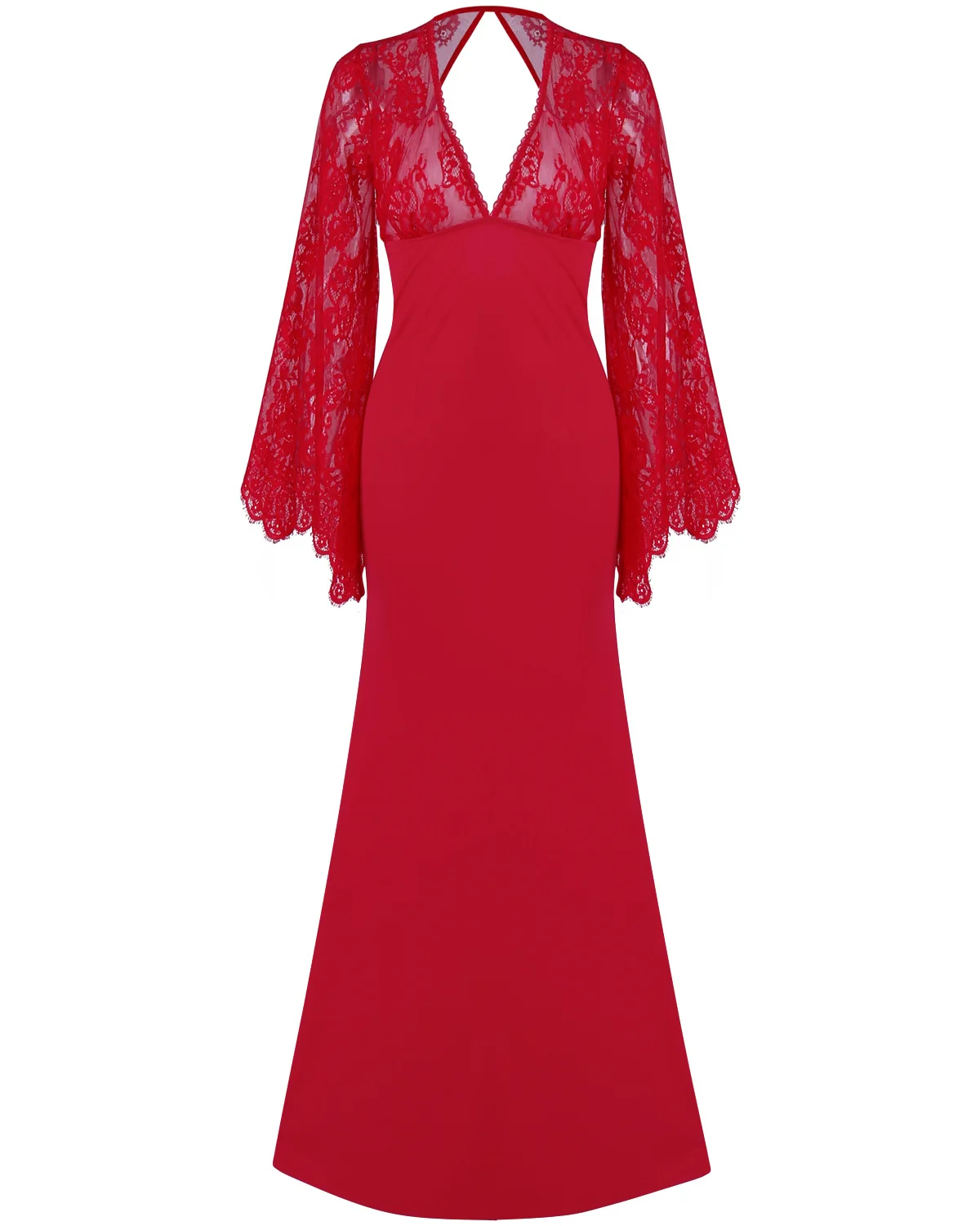 Autumn AliExpress Amazon wishebay High Quality Evening Gown Lace Bat Sleeve Deep V Dress