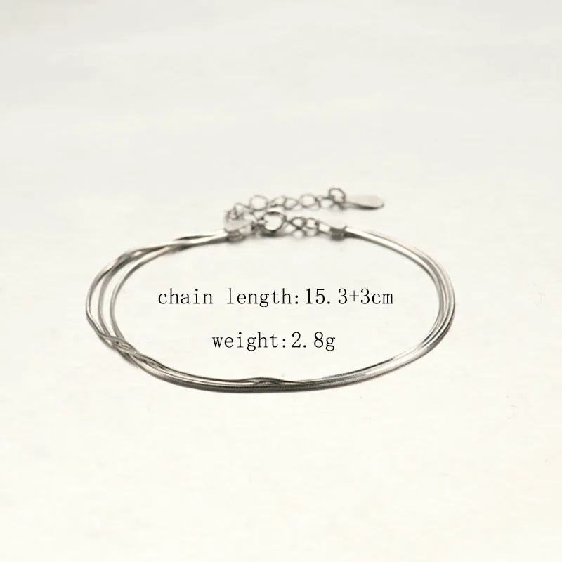 925 Sterling Silver 3 Layer Line Snake Bone Bracelets Korea Mori Style Temperament Bracelets for Women Trendy Girls Jewelry Gift