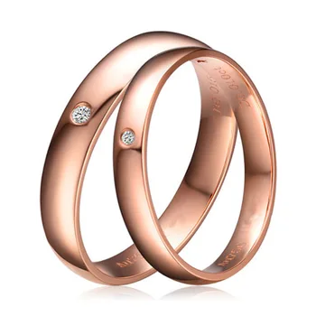 

Natural Diamond Couple Set Rings Genuine 0.02ct H/SI Diamond 18K Solid Rose Gold Wedding Band Engagement Set Ring Custom Size
