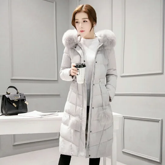 Off Season down Jacket Women's Mid-length over-the-Knee New Products Korean-style Fashion Hooded Thick Loose-Fit Coat Speci