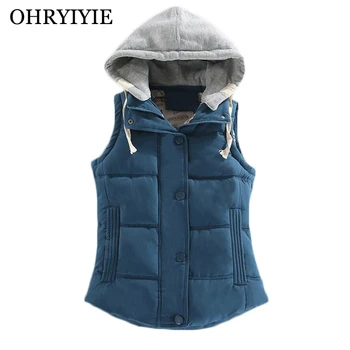 

OHRYIYIE Plus Size 6XL Autumn Winter Women Vest Waistcoat 2019 Female Fashion Warm Hooded Vests Women's Sleeveless Jackets Coat