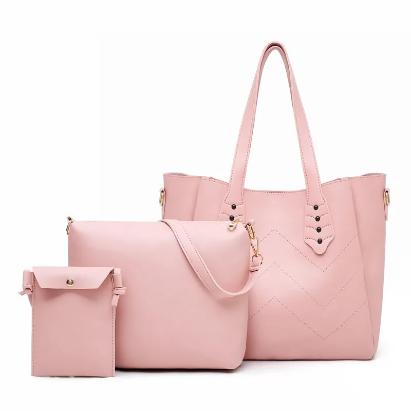 

The new 2019 bag female PU leather sweet lady soft face suit bag value-for-money fashion explosion three-piece female bag