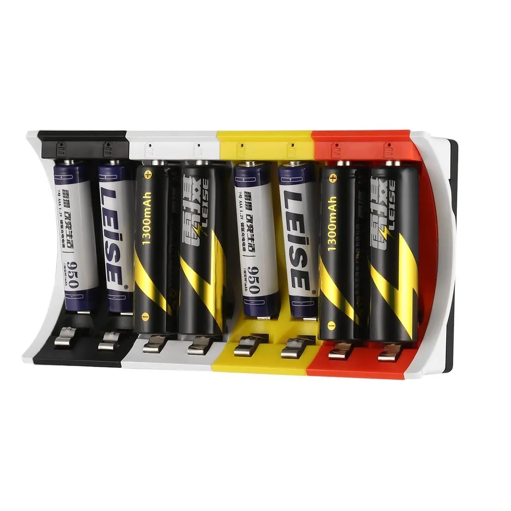 LEISE 8 Slots Smart USB Rechargeable Battery Charger LS-U8C Multicolor with LED Indicator Charging for AA& AAA Ni-MH Battery