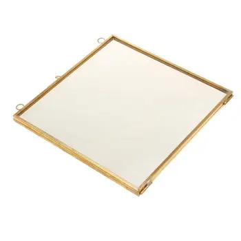

Vintage Hanging Metal Photo Frame + Glass and 2 Glass Side gold + transparent 16 x 16 cm