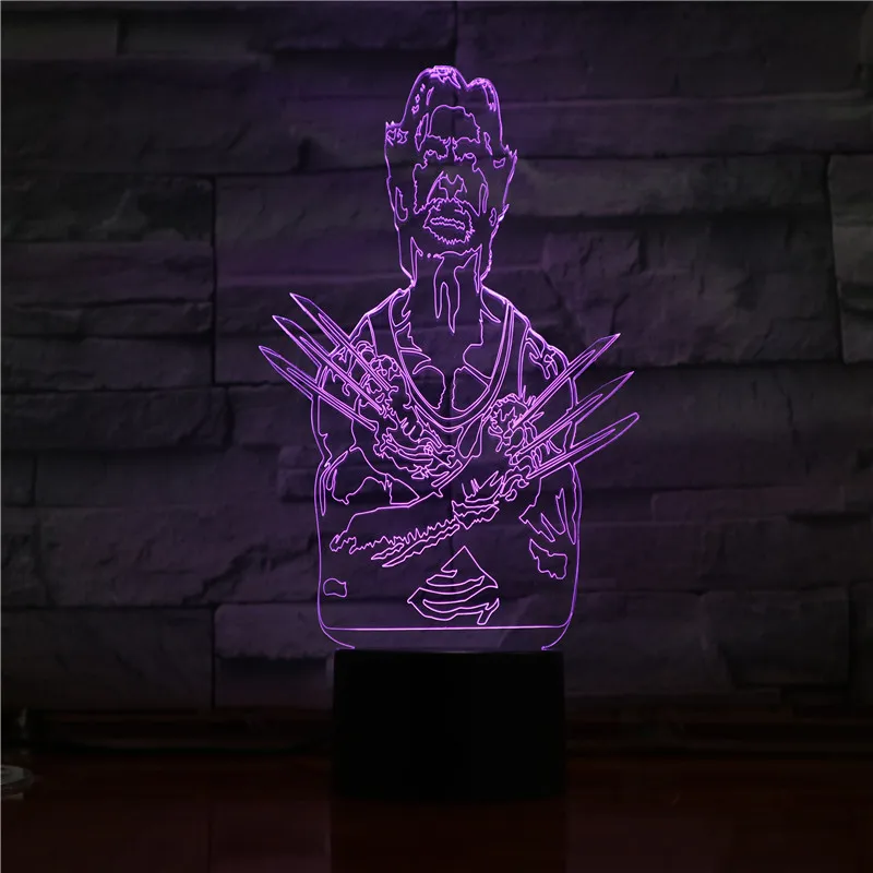 Мультфильм 3D ночник крутые фигурки Росомаха X-men светодиодный лампы многоцветные Детские Lampara AA батарея для детей подарок ко дню рождения 1334
