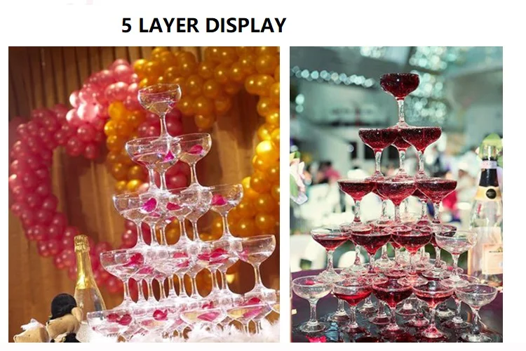 1Piece 150ML Wine Glass Wedding Champagne Tower Cup Glass Stack Tower Cup 3 layers 5 layers 6 layers