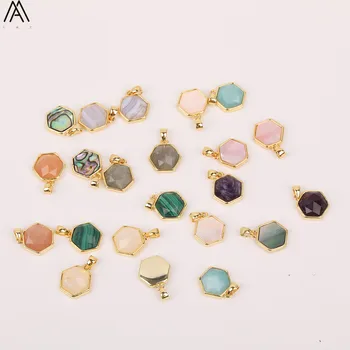 

Natural Labradorite Stone Hexagonal Beads Pendant Necklace,13mm Hexagon Raw Gems Stone Beads Bracelet Jewelry Making HS-28AMI